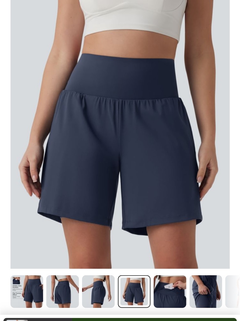 HALARA Navy High-Waist Women’s Active Shorts - 7 in